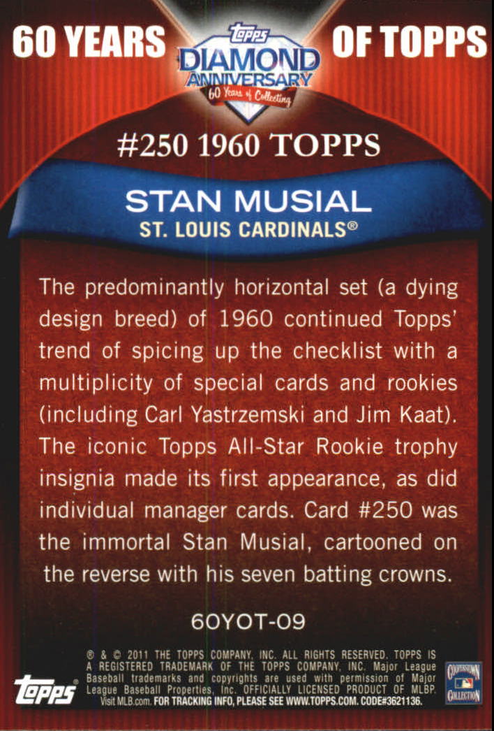 2011 Topps 60 Years of Topps #9 Stan Musial back image