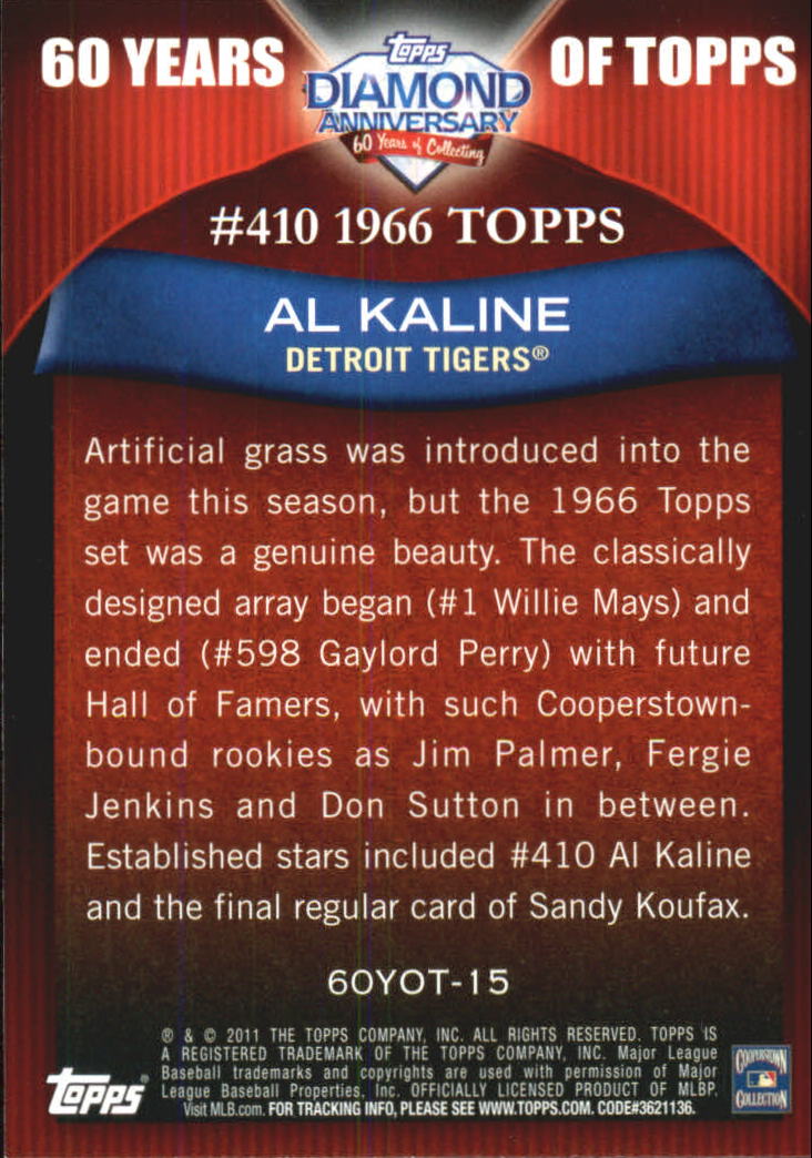 2011 Topps 60 Years of Topps #15 Al Kaline back image