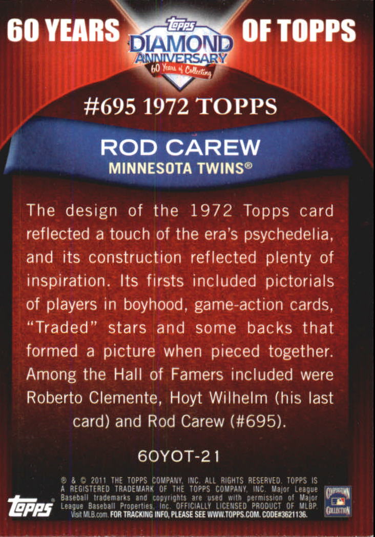 2011 Topps 60 Years of Topps #21 Rod Carew back image