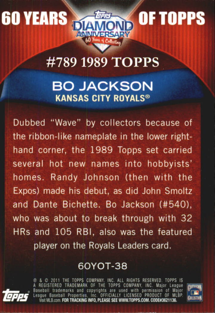 2011 Topps 60 Years of Topps #38 Bo Jackson back image