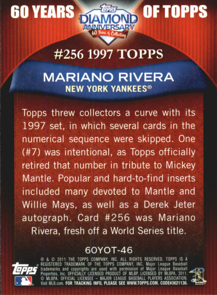 2011 Topps 60 Years of Topps #46 Mariano Rivera back image