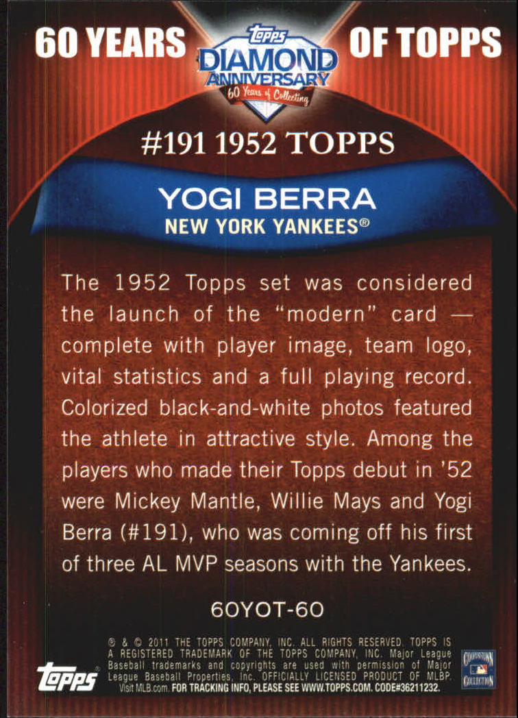 2011 Topps 60 Years of Topps #60 Yogi Berra back image