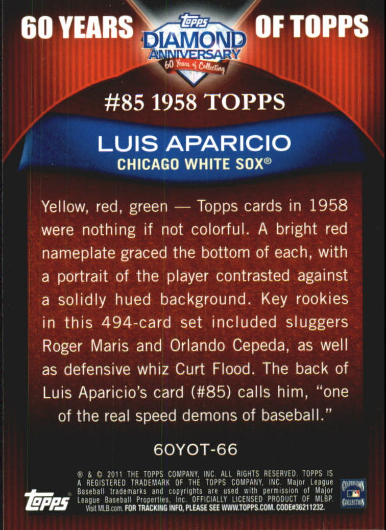 2011 Topps 60 Years of Topps #66 Luis Aparicio back image
