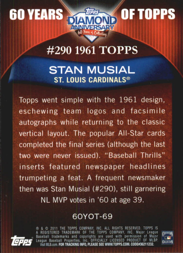 2011 Topps 60 Years of Topps #69 Stan Musial back image