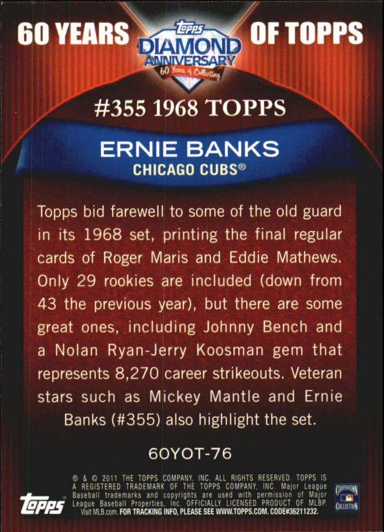 2011 Topps 60 Years of Topps #76 Ernie Banks back image