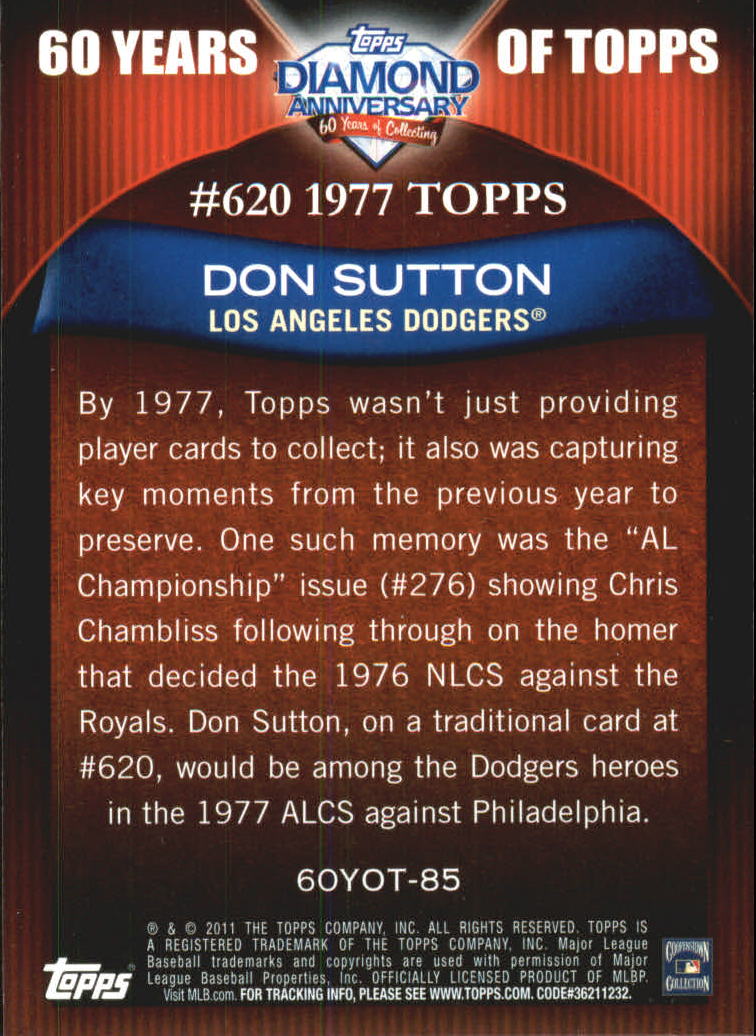 2011 Topps 60 Years of Topps #85 Don Sutton back image