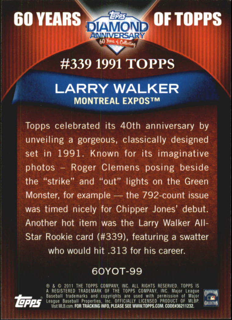 2011 Topps 60 Years of Topps #99 Larry Walker back image
