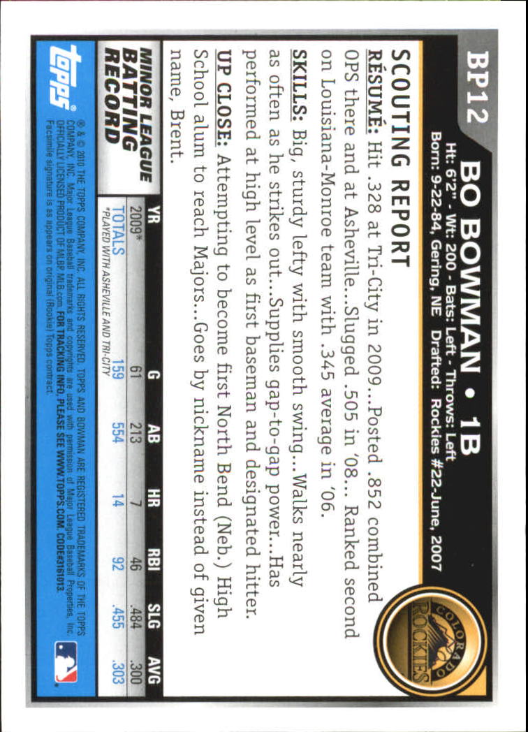 A7505- 2010 Bowman Prospects BB # S 1-110 + Einsätze -du Pick- 15 + Free US - Bild 229 von 451