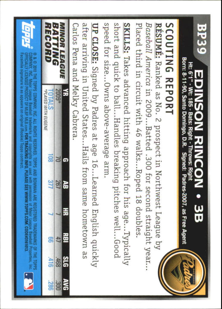 A7505- 2010 Bowman Prospects BB # S 1-110 + Einsätze -du Pick- 15 + Free US - Bild 283 von 451