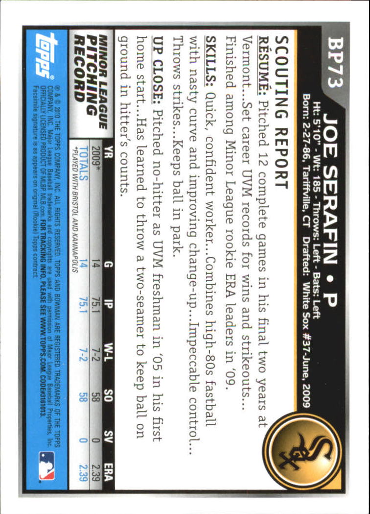 A7505- 2010 Bowman Prospects BB # S 1-110 + Einsätze -du Pick- 15 + Free US - Bild 347 von 451