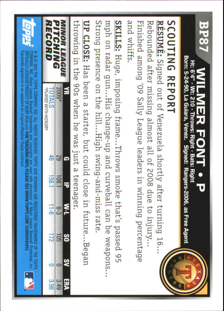 A7505- 2010 Bowman Prospects BB # S 1-110 + Einsätze -du Pick- 15 + Free US - Bild 375 von 451
