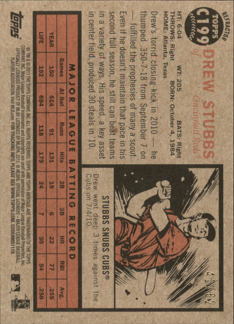 2011 Topps Heritage Chrome Black Refractors #C199 Drew Stubbs