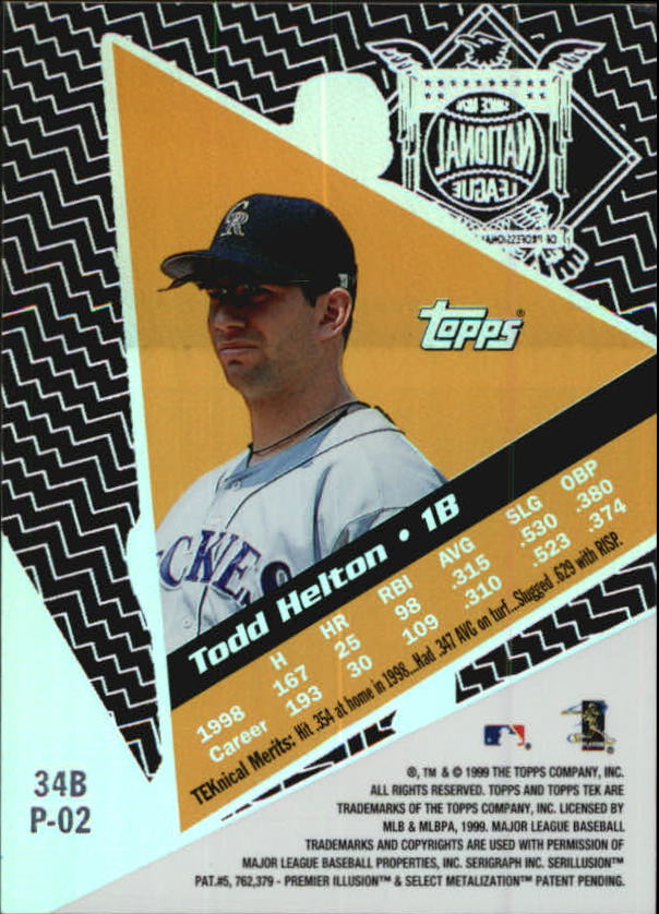 1999 Topps Tek Pattern 2 #34B Todd Helton Away back image