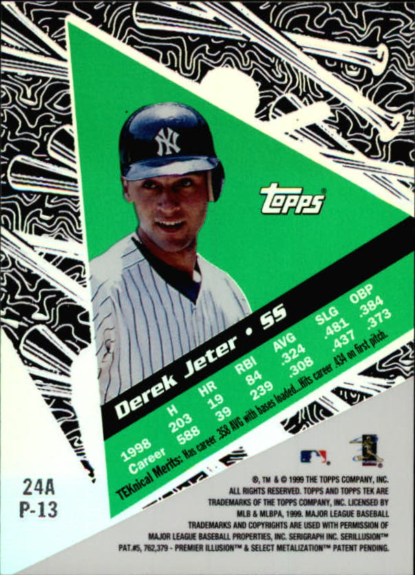 1999 Topps Tek Pattern 13 #24A Derek Jeter back image