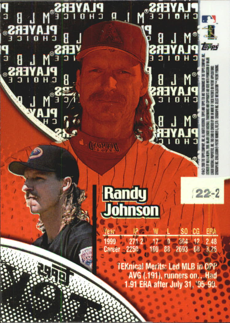 2000 Topps Tek Pattern 2 #22 Randy Johnson back image
