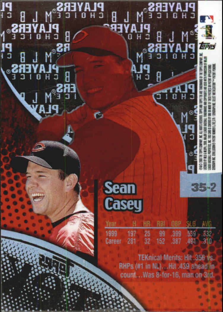 2000 Topps Tek Pattern 2 #35 Sean Casey back image