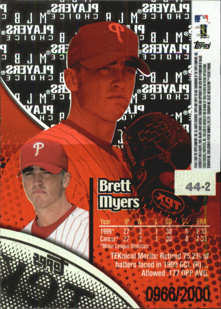 2000 Topps Tek Pattern 2 #44 Brett Myers