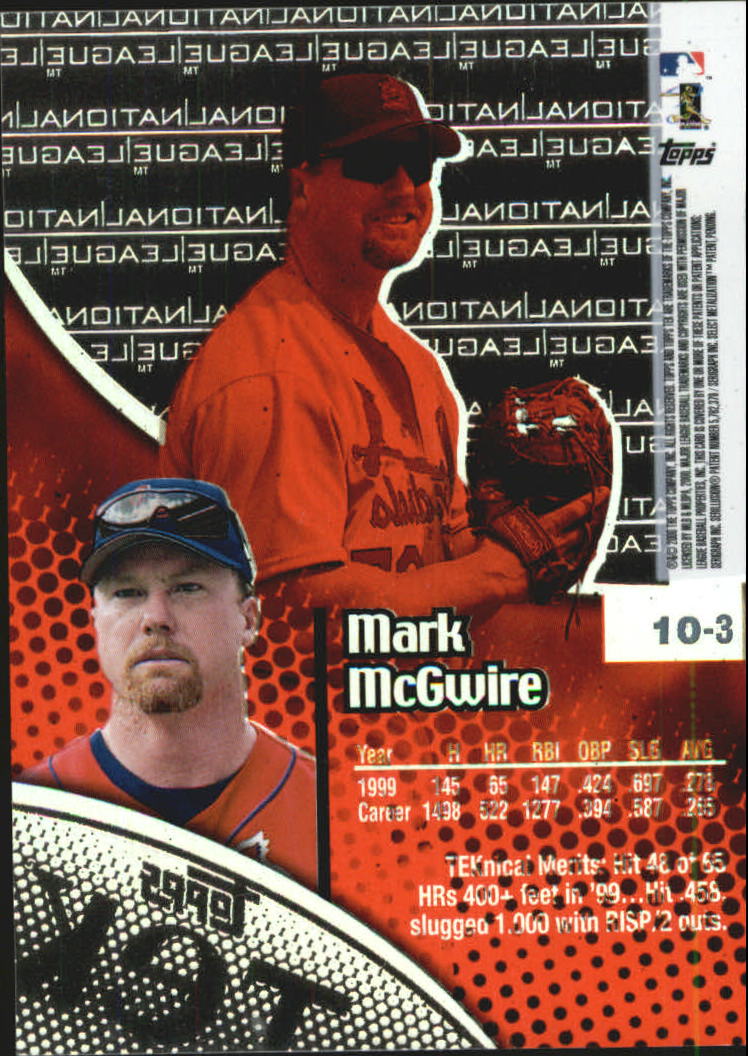2000 Topps Tek Pattern 3 #10 Mark McGwire back image