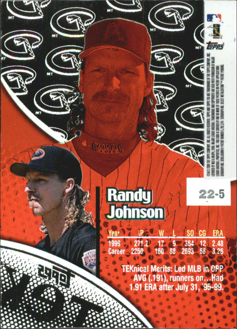 2000 Topps Tek Pattern 5 #22 Randy Johnson back image