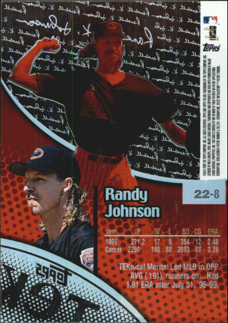 2000 Topps Tek Pattern 8 #22 Randy Johnson back image