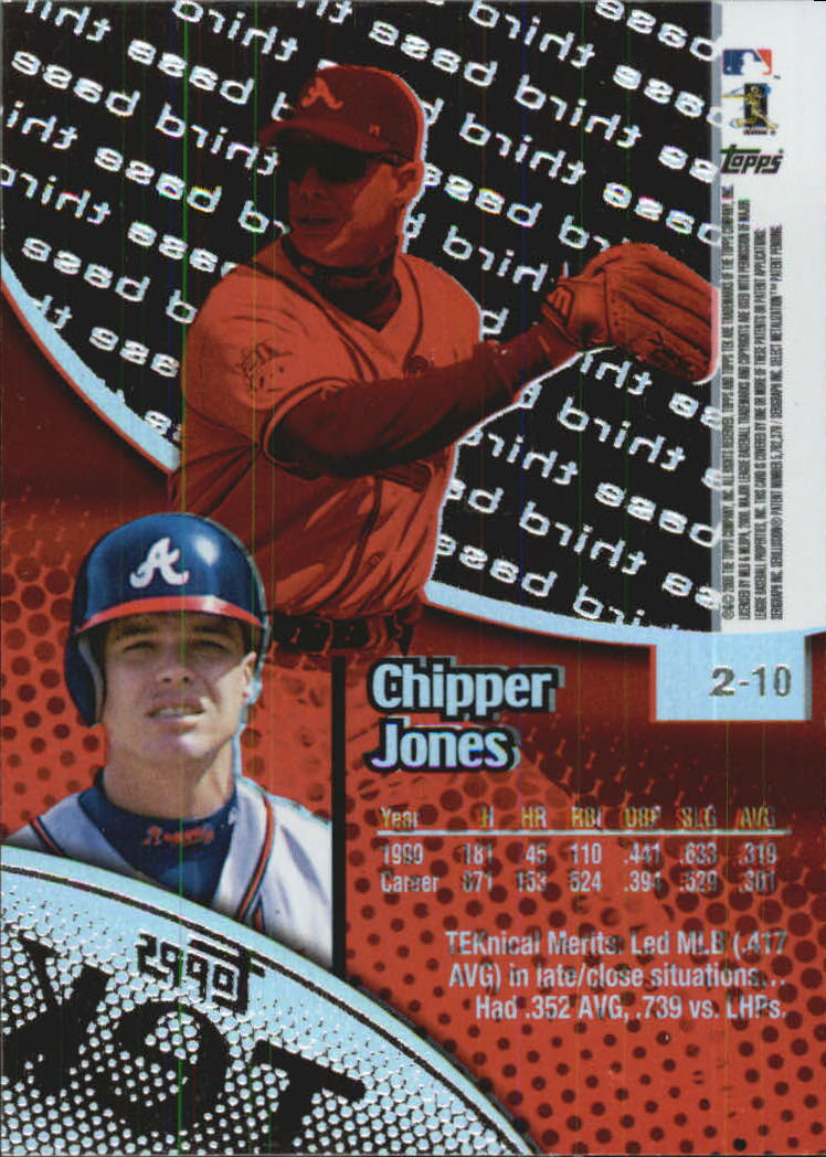 2000 Topps Tek Pattern 10 #2 Chipper Jones back image