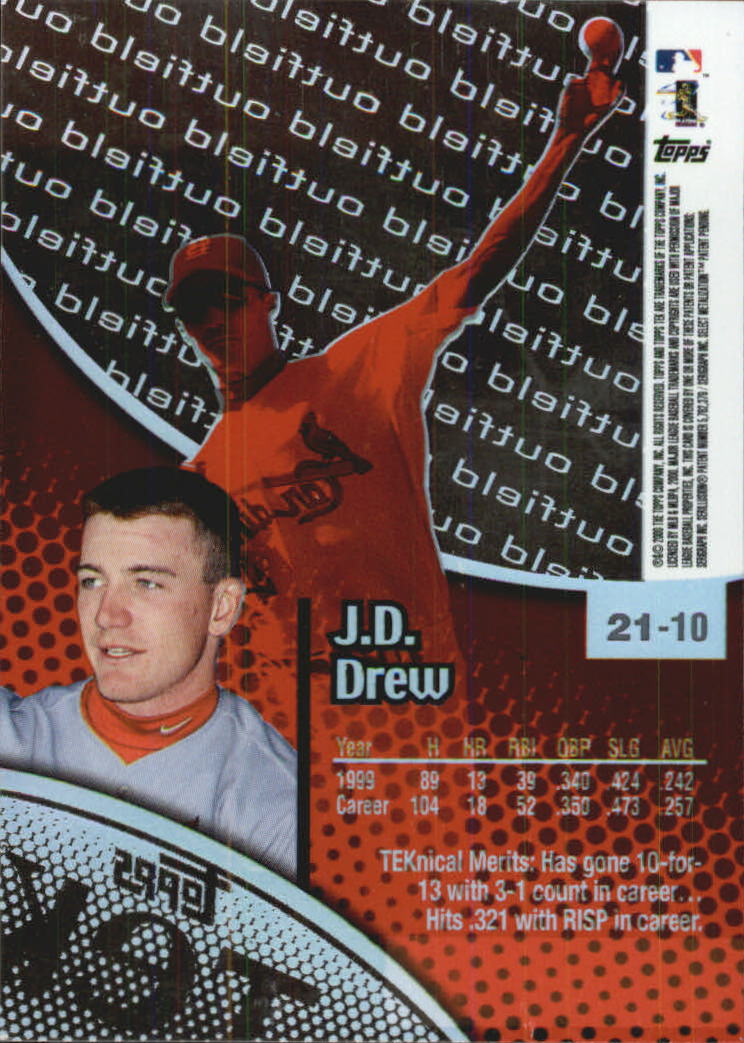 2000 Topps Tek Pattern 10 #21 J.D. Drew back image