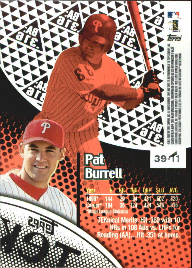 2000 Topps Tek Pattern 11 #39 Pat Burrell back image