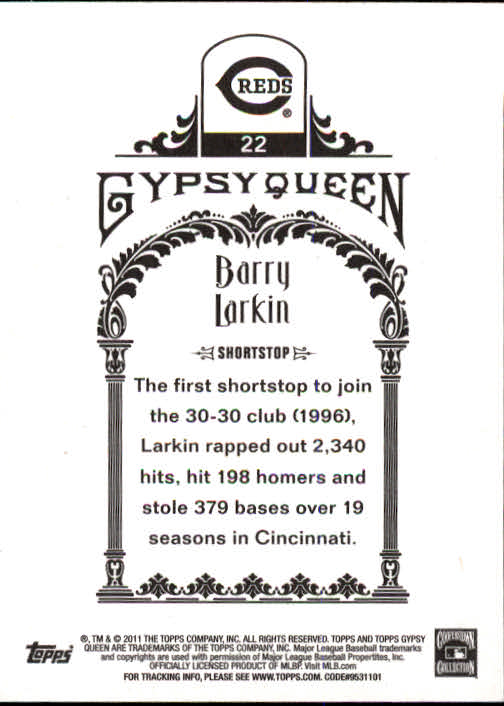 2011 Topps Gypsy Queen #22 Barry Larkin back image