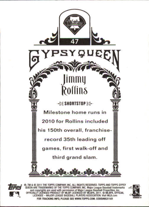 2011 Topps Gypsy Queen #47 Jimmy Rollins back image