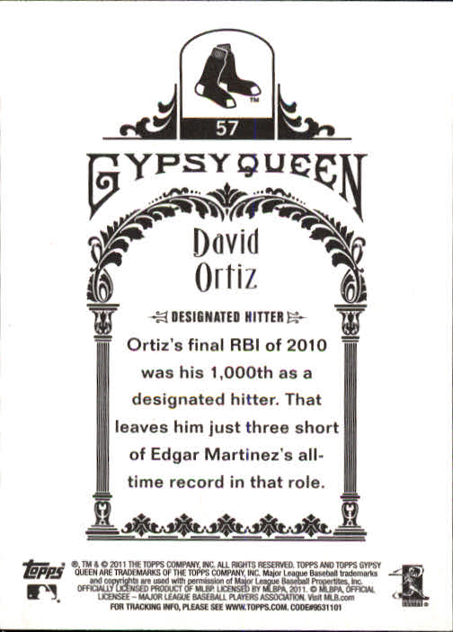 2011 Topps Gypsy Queen #57 David Ortiz back image