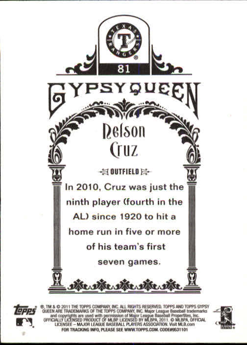 2011 Topps Gypsy Queen #81 Nelson Cruz back image