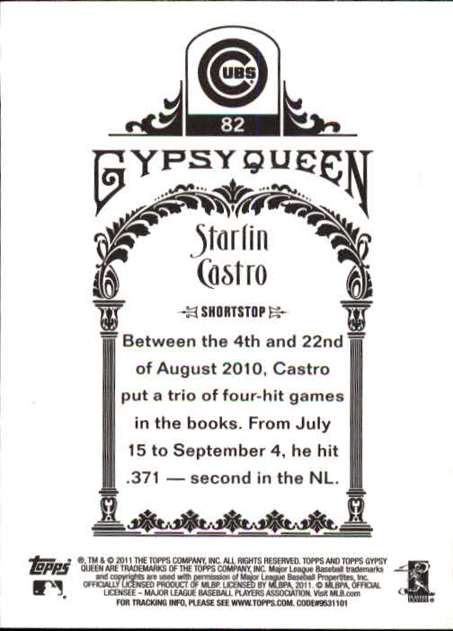 2011 Topps Gypsy Queen #82 Starlin Castro back image