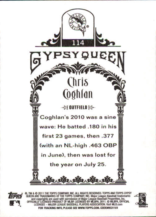2011 Topps Gypsy Queen #114 Chris Coghlan back image