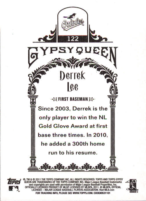 2011 Topps Gypsy Queen #122 Derrek Lee back image
