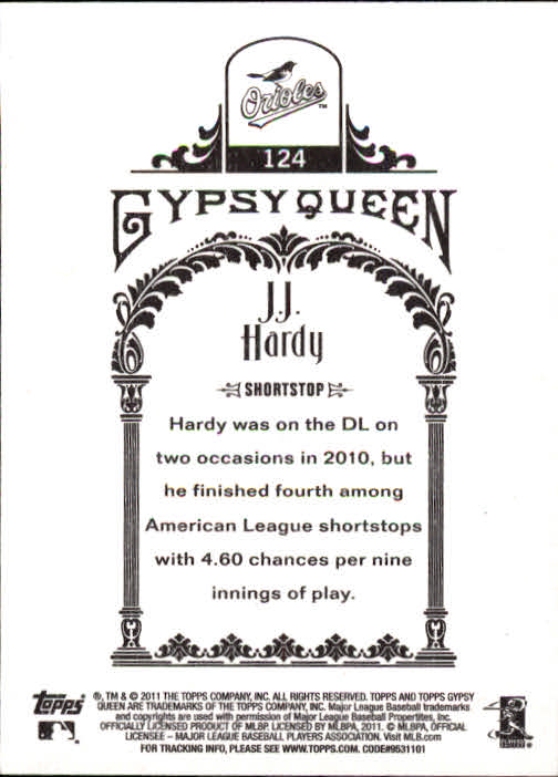2011 Topps Gypsy Queen #124 J.J. Hardy back image
