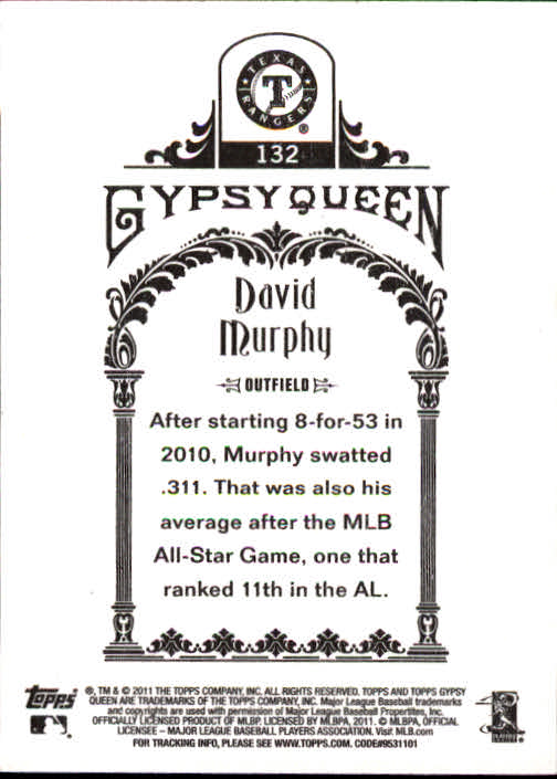 2011 Topps Gypsy Queen #132 David Murphy back image
