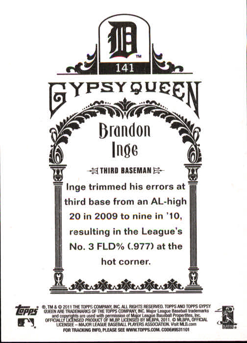 2011 Topps Gypsy Queen #141 Brandon Inge back image