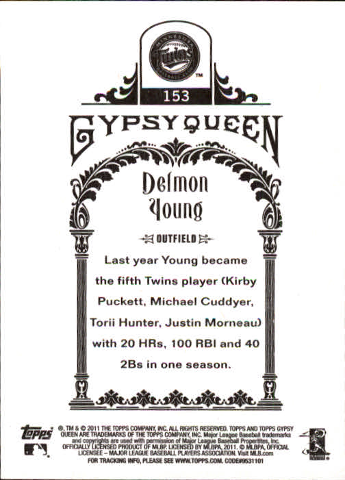 2011 Topps Gypsy Queen #153 Delmon Young back image