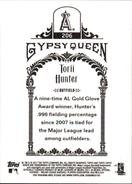 2011 Topps Gypsy Queen #206 Torii Hunter back image