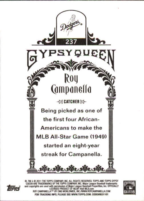 2011 Topps Gypsy Queen #237 Roy Campanella back image