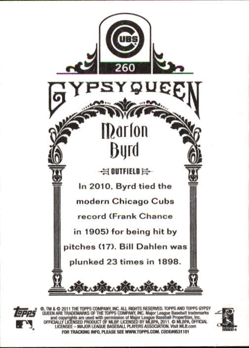 2011 Topps Gypsy Queen #260 Marlon Byrd back image