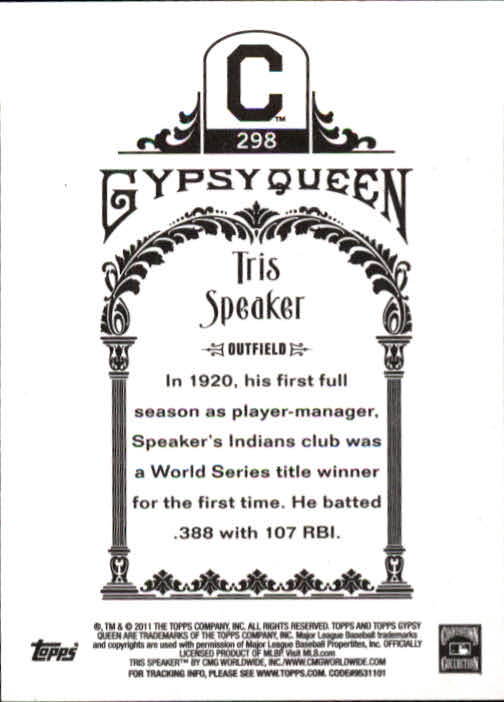 2011 Topps Gypsy Queen #298 Tris Speaker back image