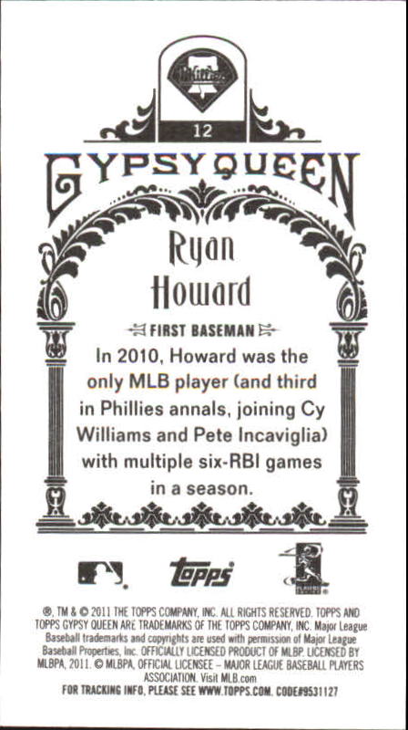 2011 Topps Gypsy Queen Mini #12A Ryan Howard back image