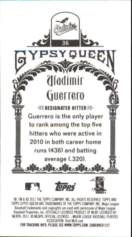 2011 Topps Gypsy Queen Mini #36A Vladimir Guerrero back image