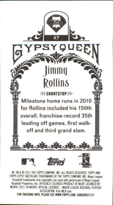 2011 Topps Gypsy Queen Mini #47A Jimmy Rollins back image
