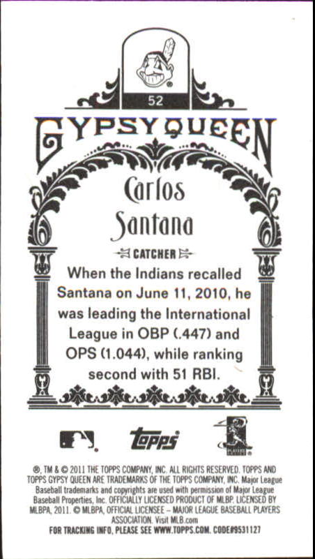 2011 Topps Gypsy Queen Mini #52A Carlos Santana back image