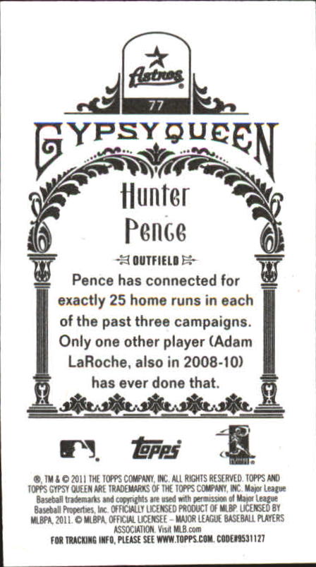 2011 Topps Gypsy Queen Mini #77A Hunter Pence back image