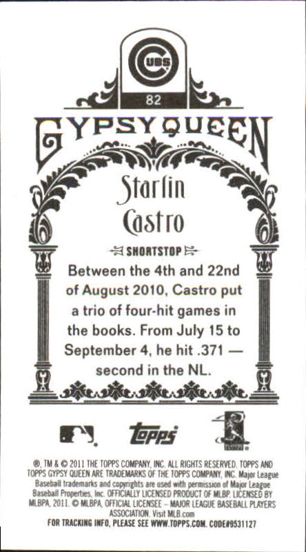 2011 Topps Gypsy Queen Mini #82A Starlin Castro back image