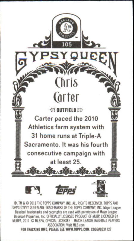 2011 Topps Gypsy Queen Mini #105 Chris Carter back image