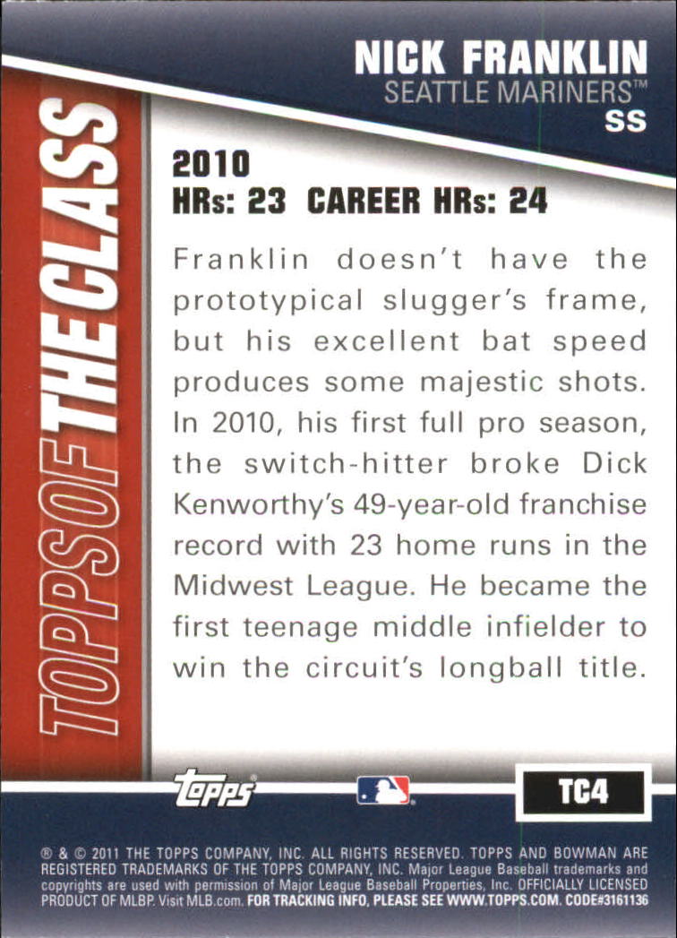 2011 Bowman Topps of the Class #TC4 Nick Franklin back image